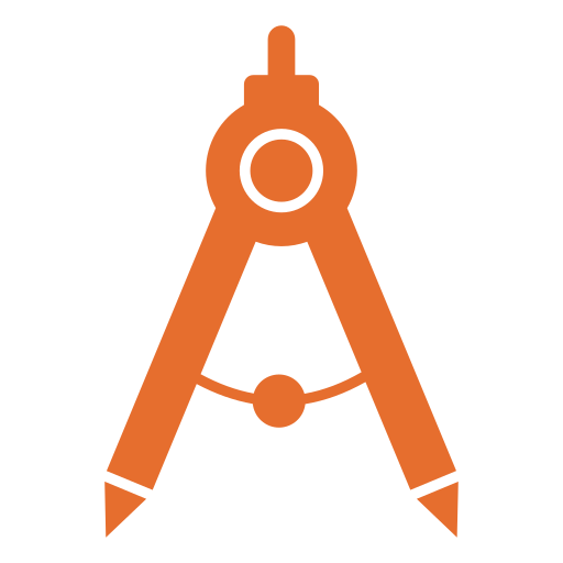 Ícono de compás de diseño arquitectónico y planificación técnica para proyectos de construcción.